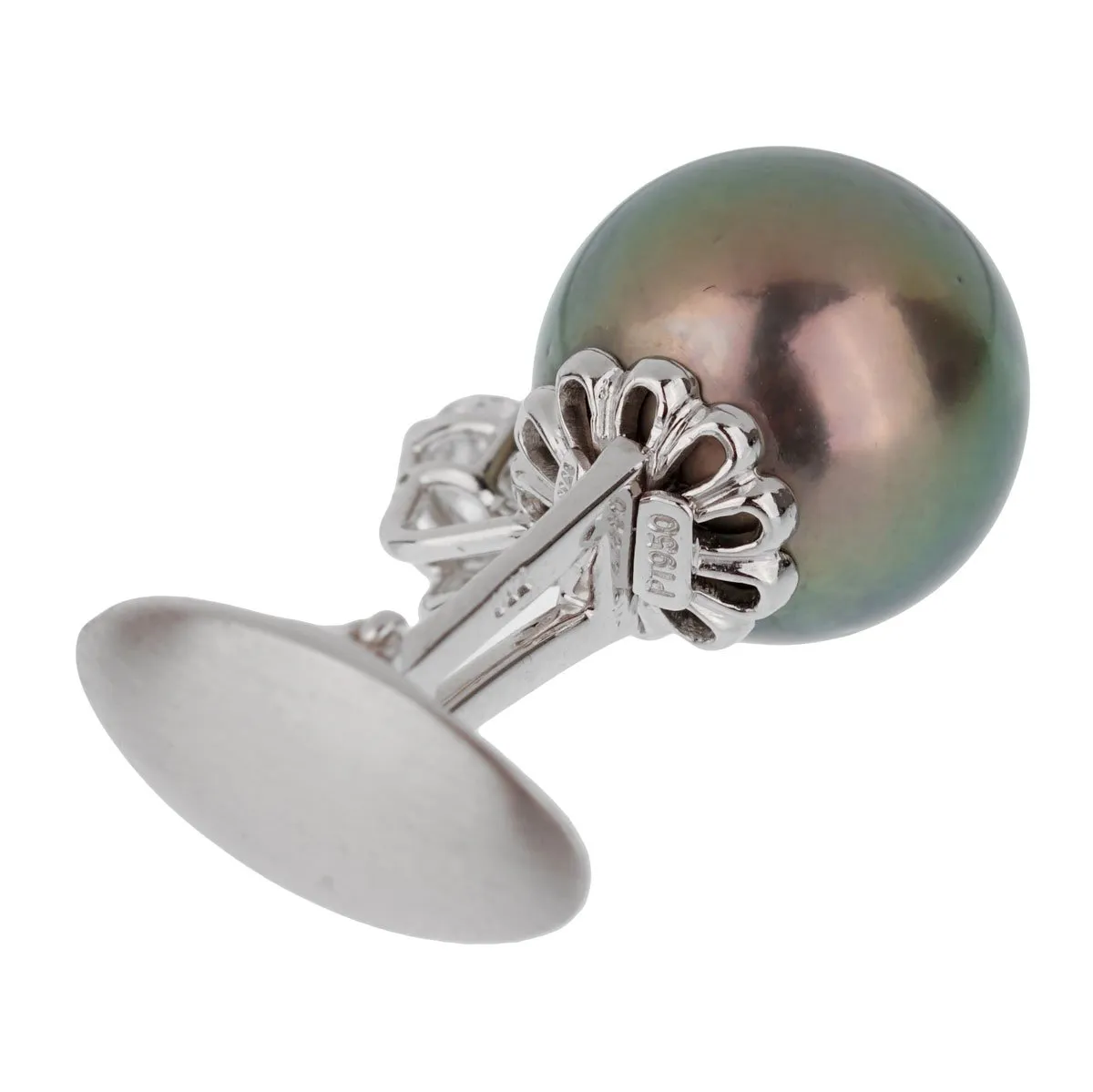 Harry Winston Pearl Diamond Platinum Cufflinks