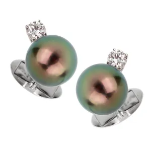 Harry Winston Pearl Diamond Platinum Cufflinks