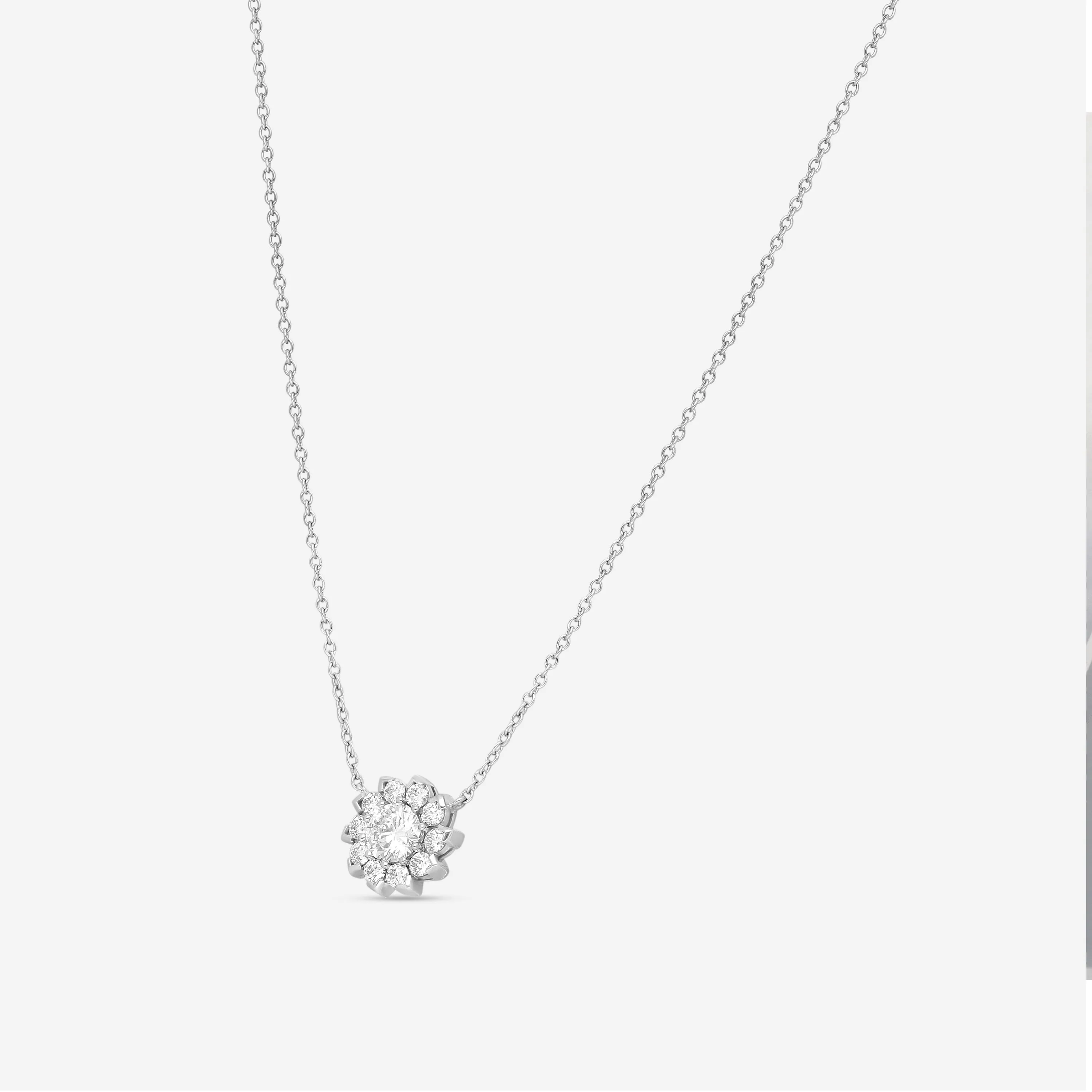 Hearts On Fire Aerial 18K White Gold Sol Halo Necklace HFNARSOL00908W