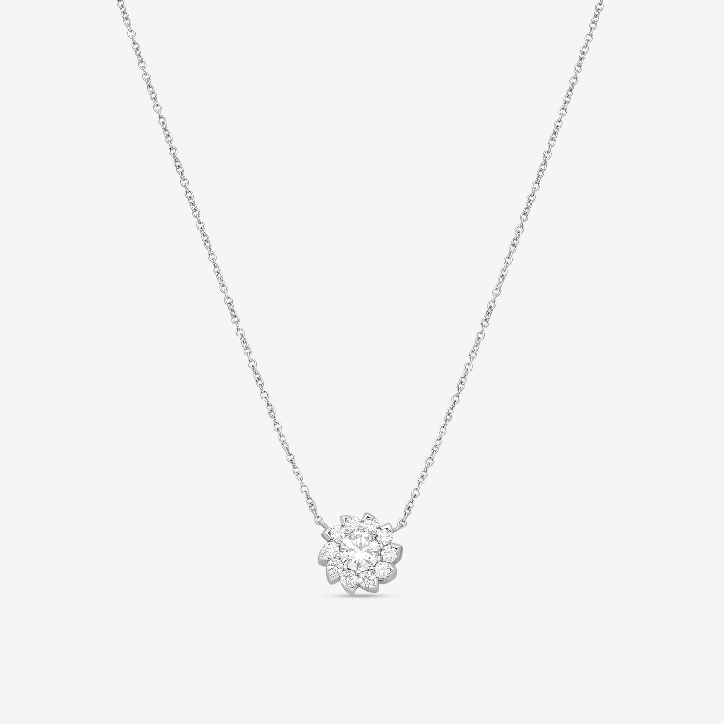 Hearts On Fire Aerial 18K White Gold Sol Halo Necklace HFNARSOL00908W