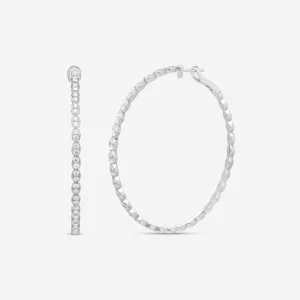 Hearts On Fire Lorelei 18K White Gold Floral Large Oval Hoop Earrings HOOPFLOVLRG-8W