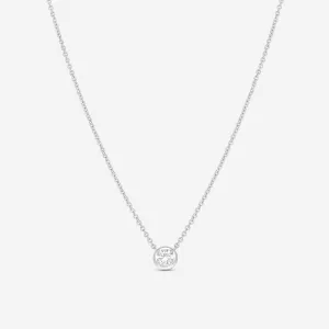 Ina Mar 18K White Gold Bezel Set Diamond 0.54ct.tw. Solitaire Pendant 16" ANK-19291
