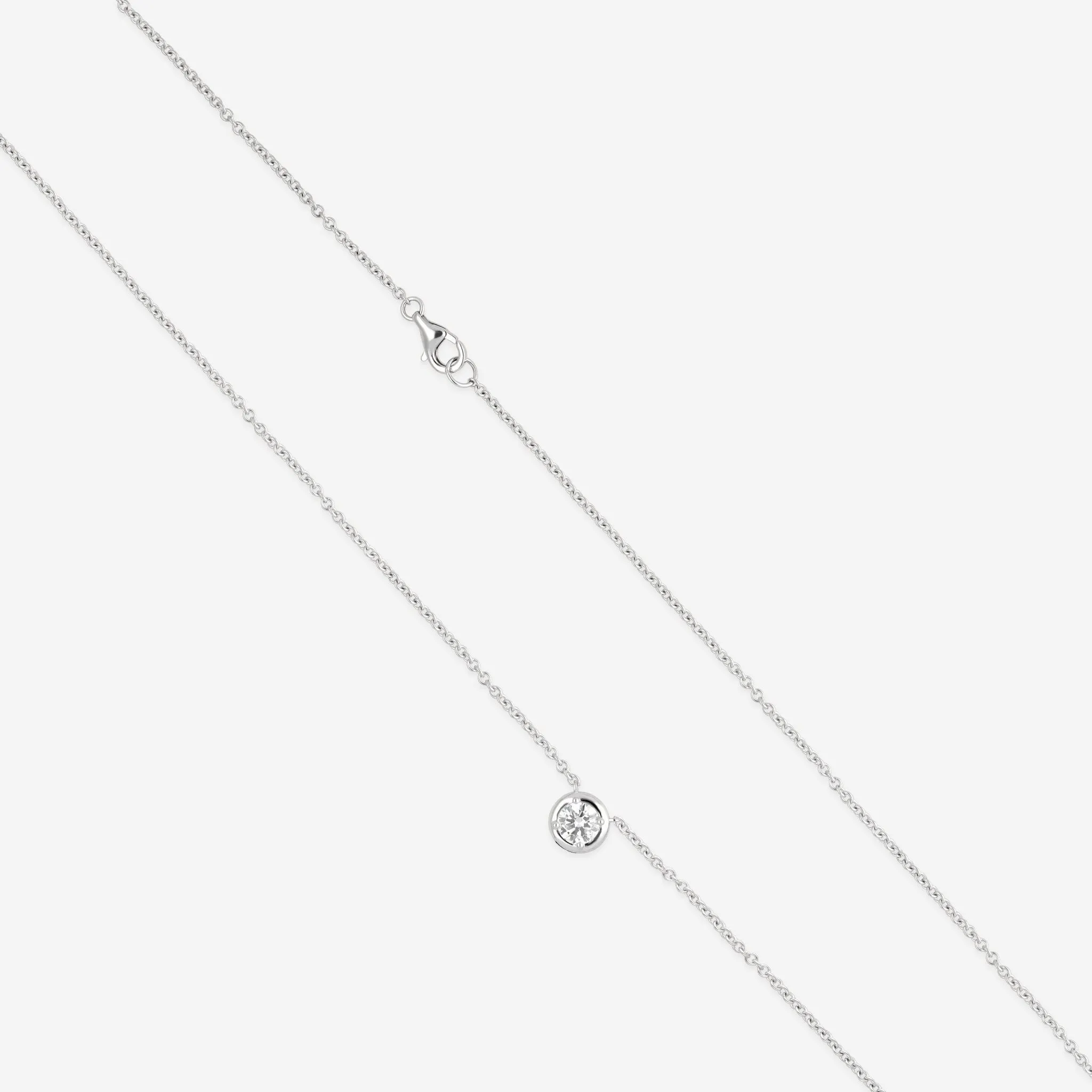 Ina Mar 18K White Gold Bezel Set Diamond 0.54ct.tw. Solitaire Pendant 16" ANK-19291