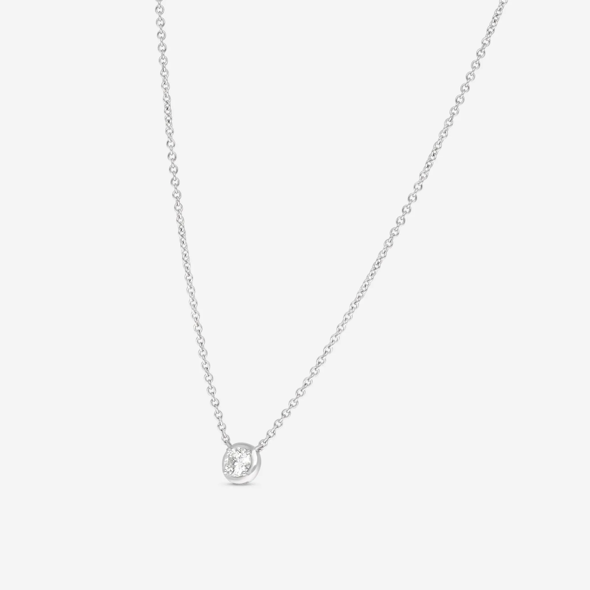 Ina Mar 18K White Gold Bezel Set Diamond 0.54ct.tw. Solitaire Pendant 16" ANK-19291
