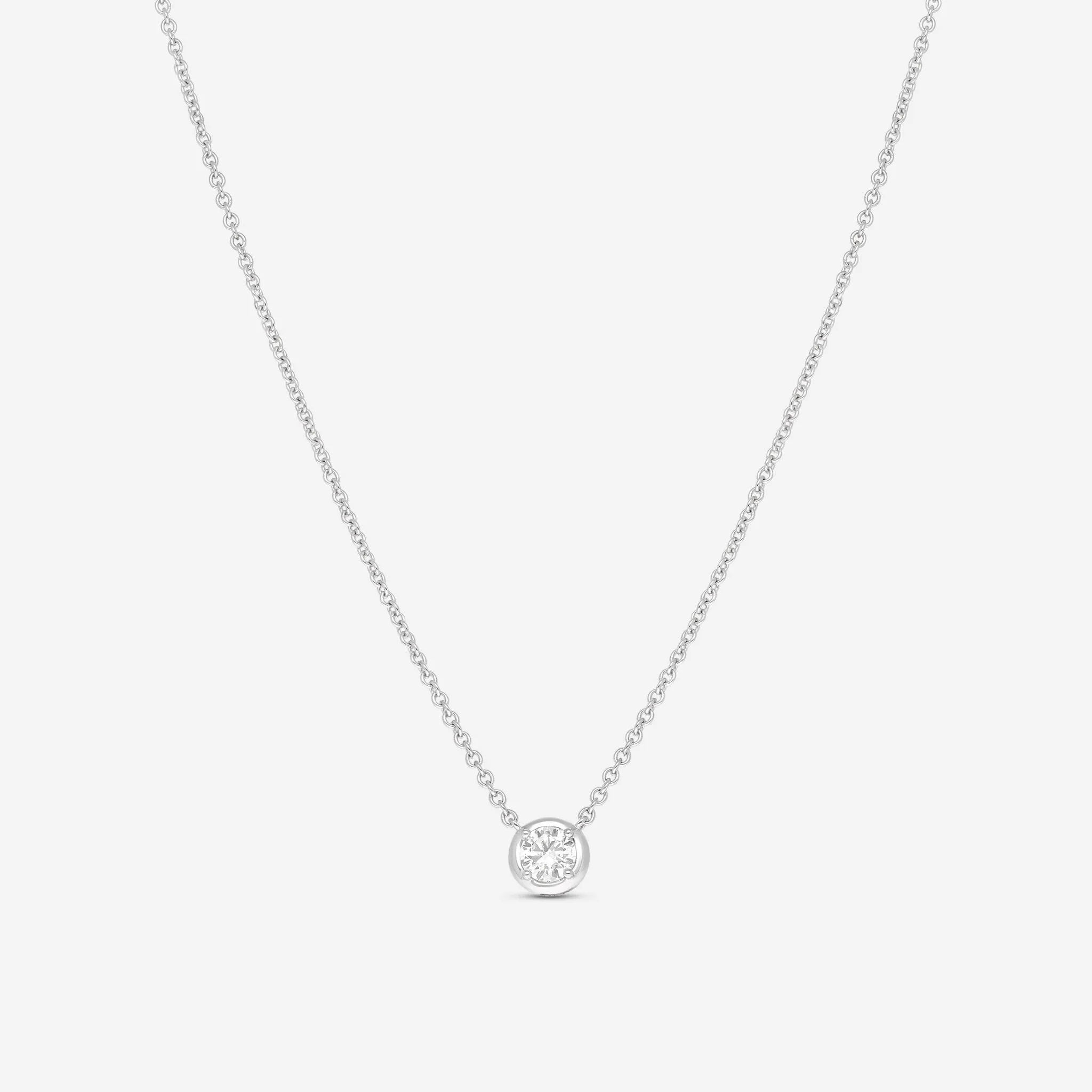 Ina Mar 18K White Gold Bezel Set Diamond 0.54ct.tw. Solitaire Pendant 16" ANK-19291
