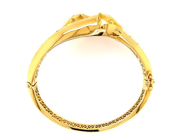 Jaguar Diamond Hinged Bangle Bracelet in 18k Yellow Gold