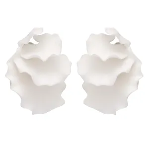 JAR Paris 18k yellow gold and white powder resin "Sweet pea" earrings