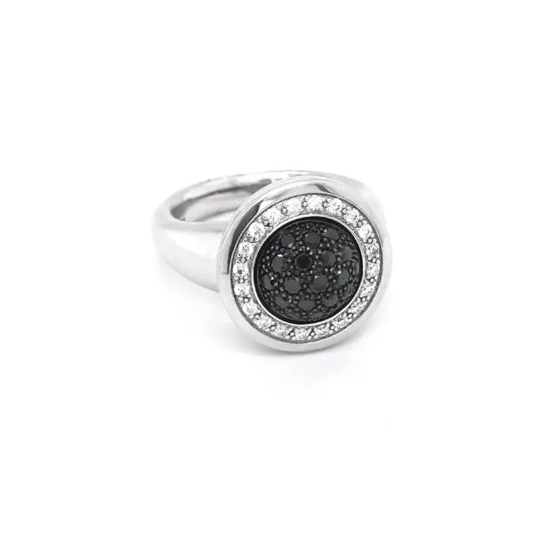 JORG HEINZ 'MAGIC' 18CT WHITE GOLD AND 18CT ROSE GOLD BLACK, WHITE AND BROWN DIAMOND RING