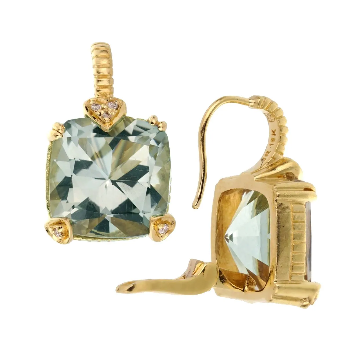 Judith Ripka Diamond & Quartz Yellow Gold Earrings