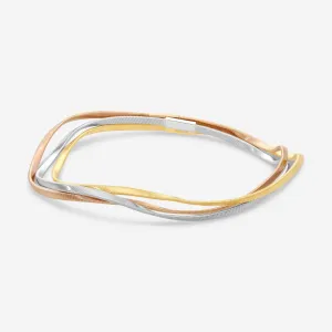 Marco Bicego Marrakech 18K Yellow, Rose & White Gold Three Strand Coiled Rigid Bangle Bangle Bracelet SG33__3C_01