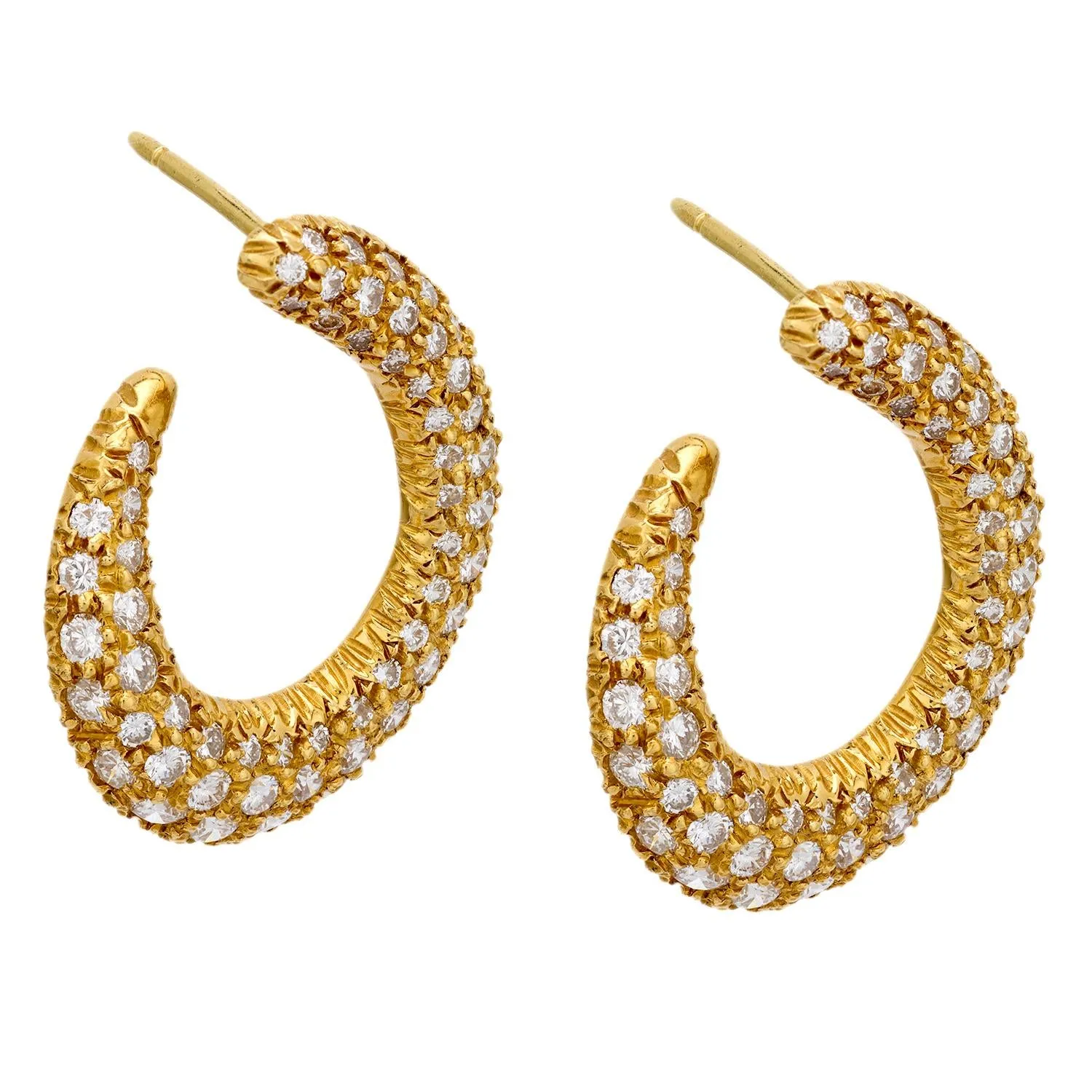 Mctigue 3.2 carat diamond 18k yellow gold curl earrings