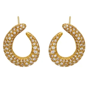 Mctigue 3.2 carat diamond 18k yellow gold curl earrings