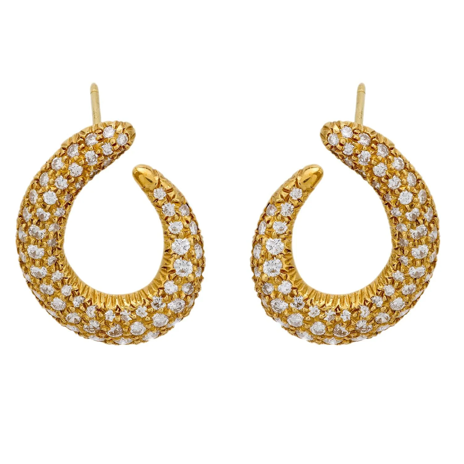 Mctigue 3.2 carat diamond 18k yellow gold curl earrings