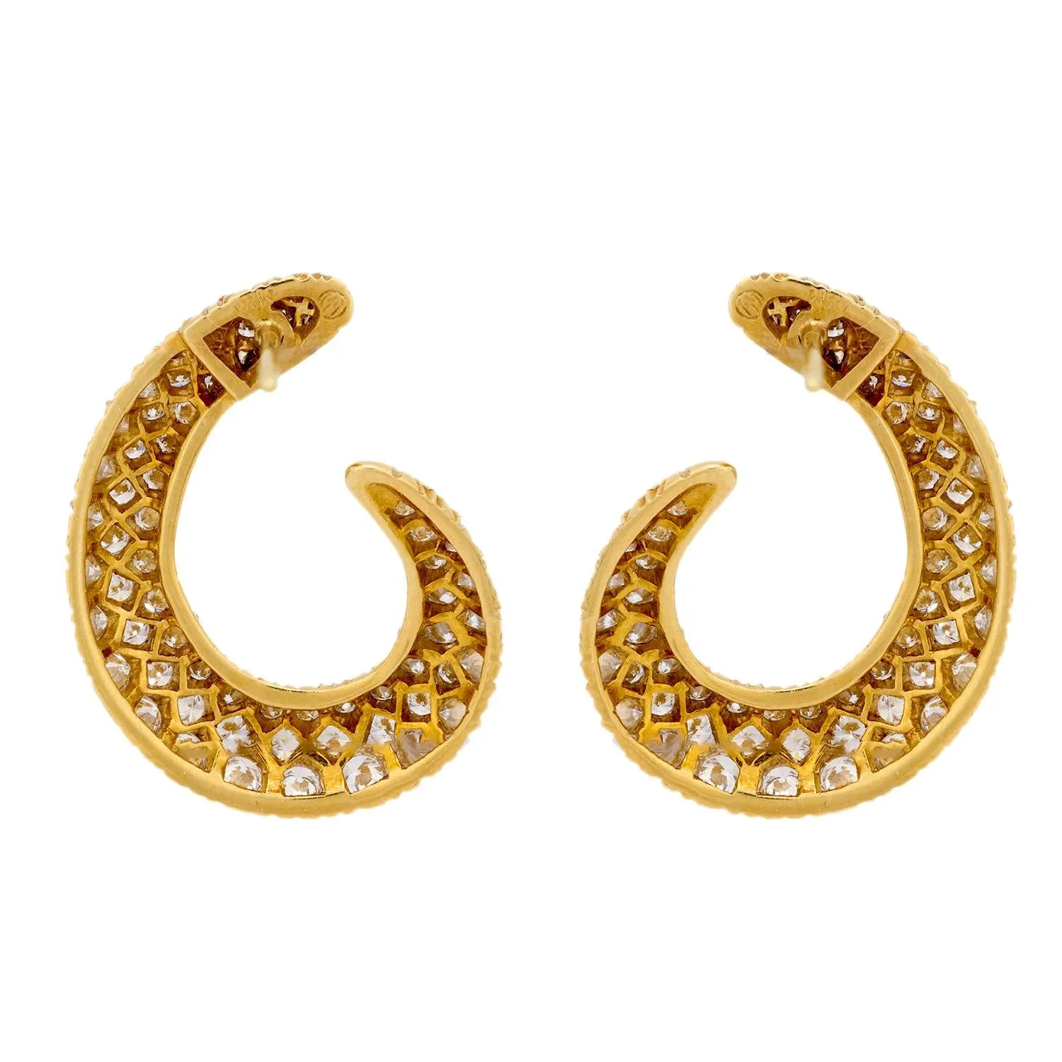 Mctigue 3.2 carat diamond 18k yellow gold curl earrings