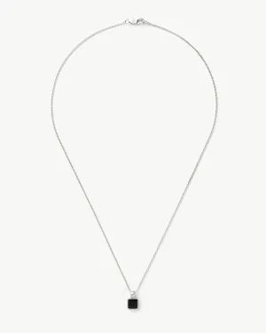 Mens Lucy Williams Square Black Onyx Pendant Necklace