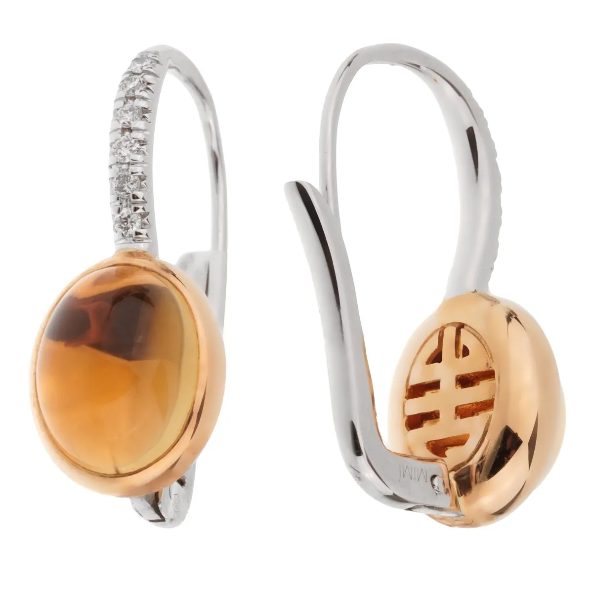 Mimi Milano Citrine Diamond 18k White Gold Drop Earrings