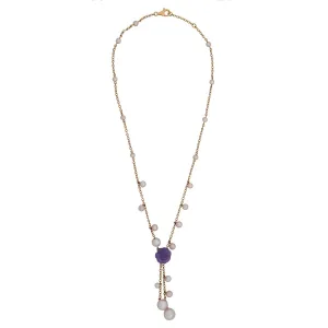 Mimi Milano Lavender Jade Pearl 18k Rose Gold Necklace