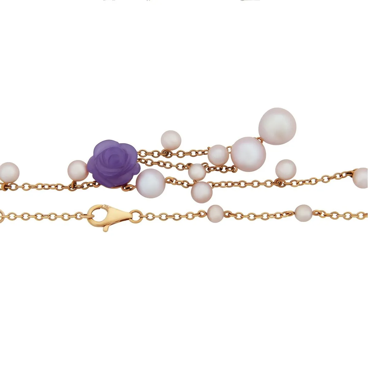 Mimi Milano Lavender Jade Pearl 18k Rose Gold Necklace