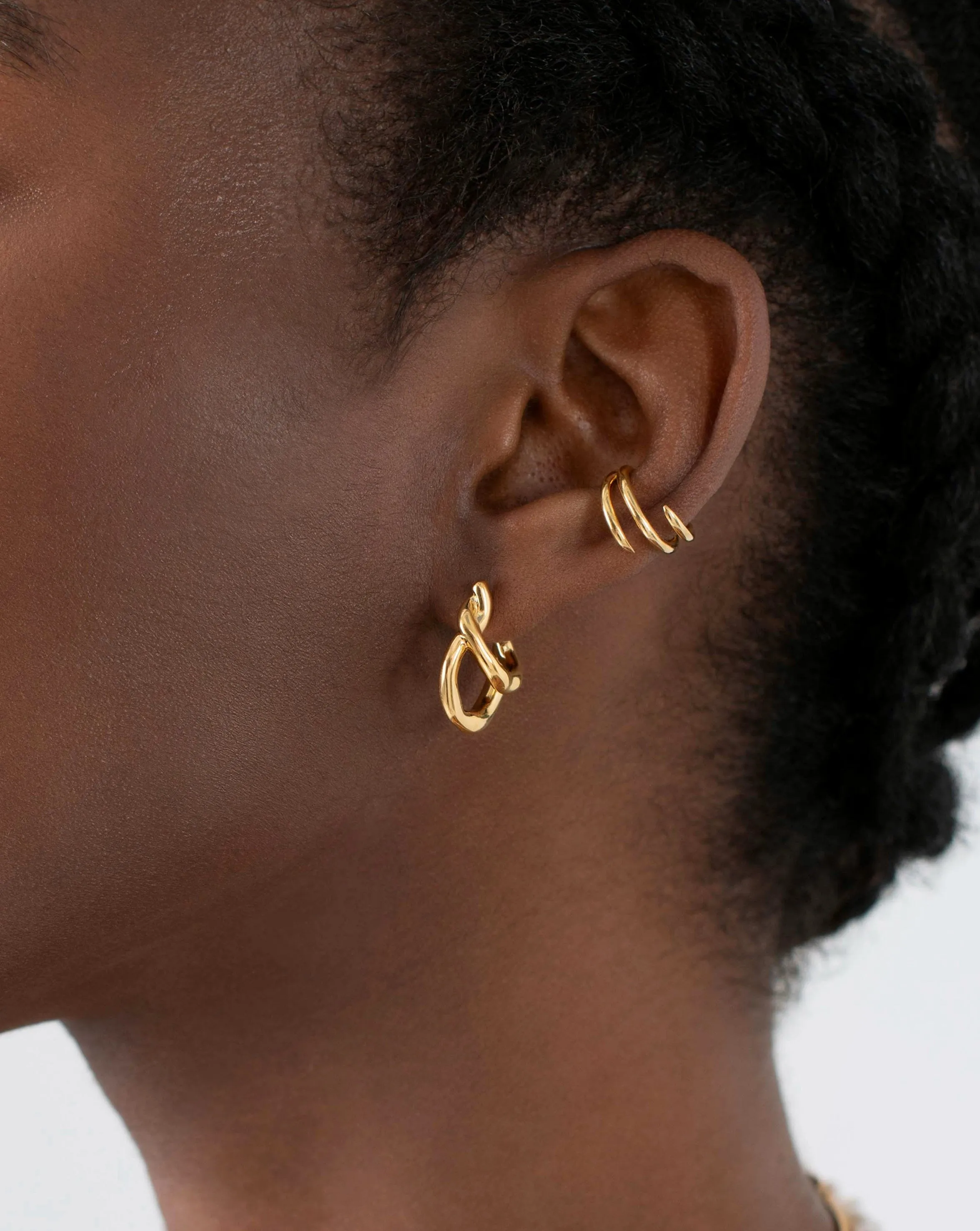 Molten Twisted Small Double Hoop Earrings