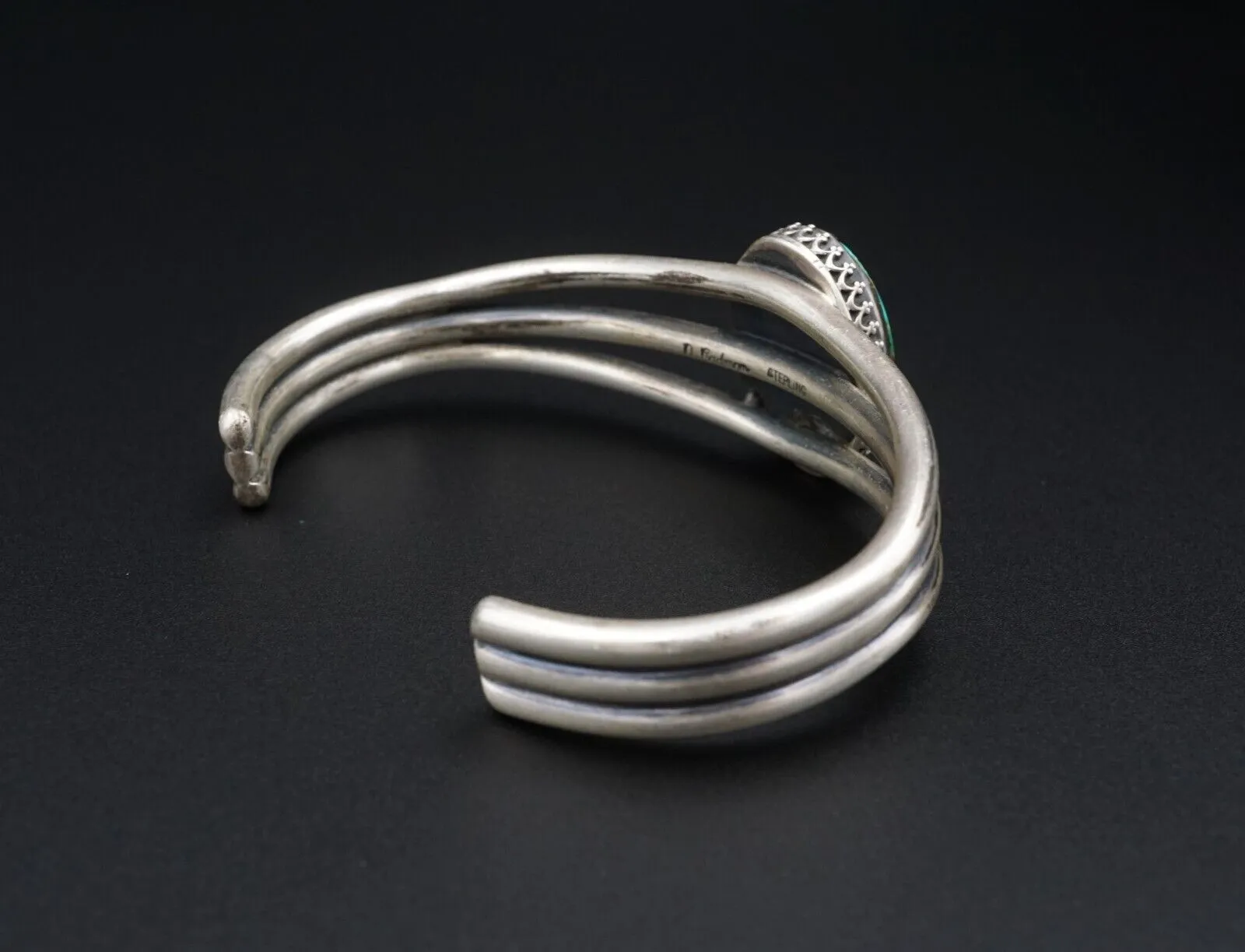 Navajo Darrell Cadman Sterling Silver Turquoise Cuff Bracelet 6.5" BS2609