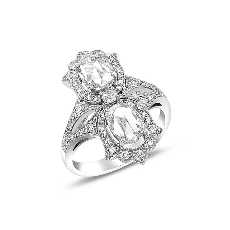 Platinum Double Rose Cut Diamond Ring