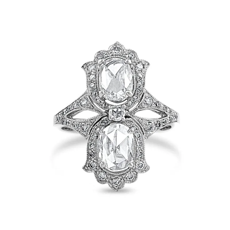Platinum Double Rose Cut Diamond Ring