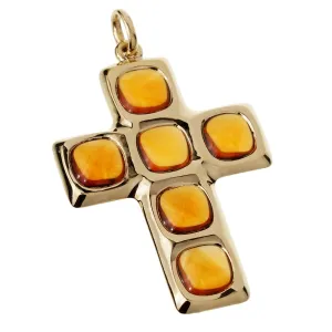Pomellato Citrine 27ct Cross Yellow Gold Pendant