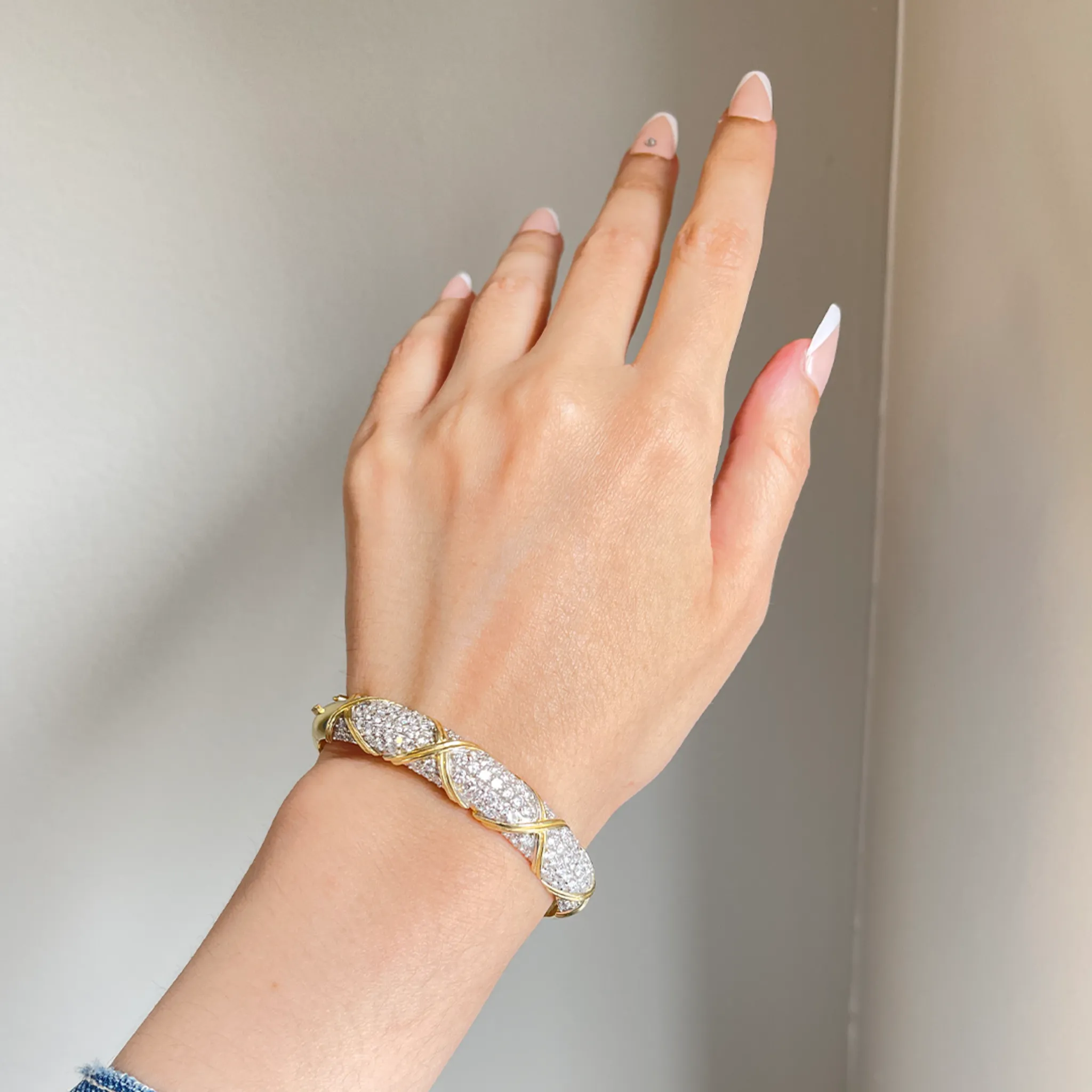 Post-1980s 14KT White & Yellow Gold Diamond Bracelet