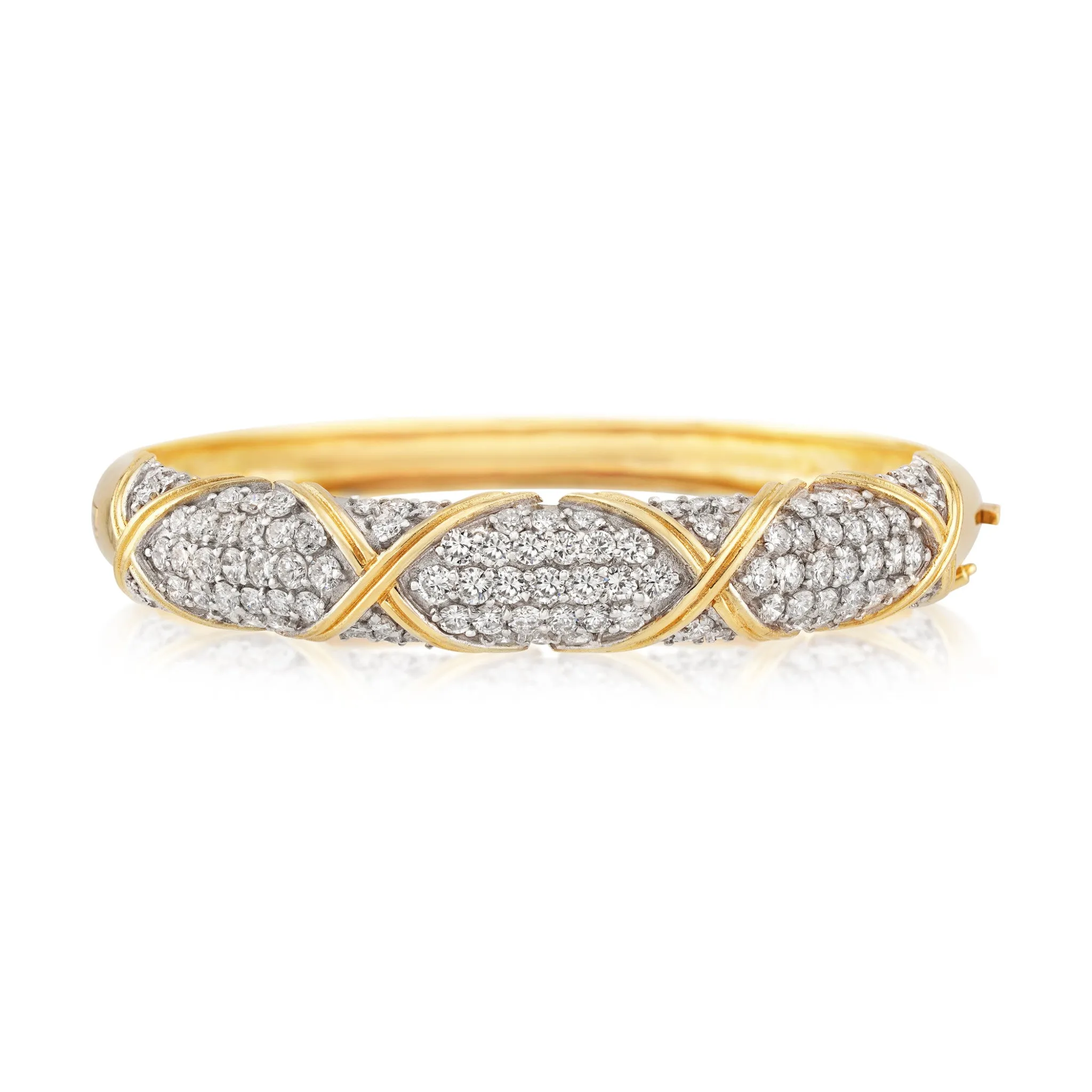 Post-1980s 14KT White & Yellow Gold Diamond Bracelet