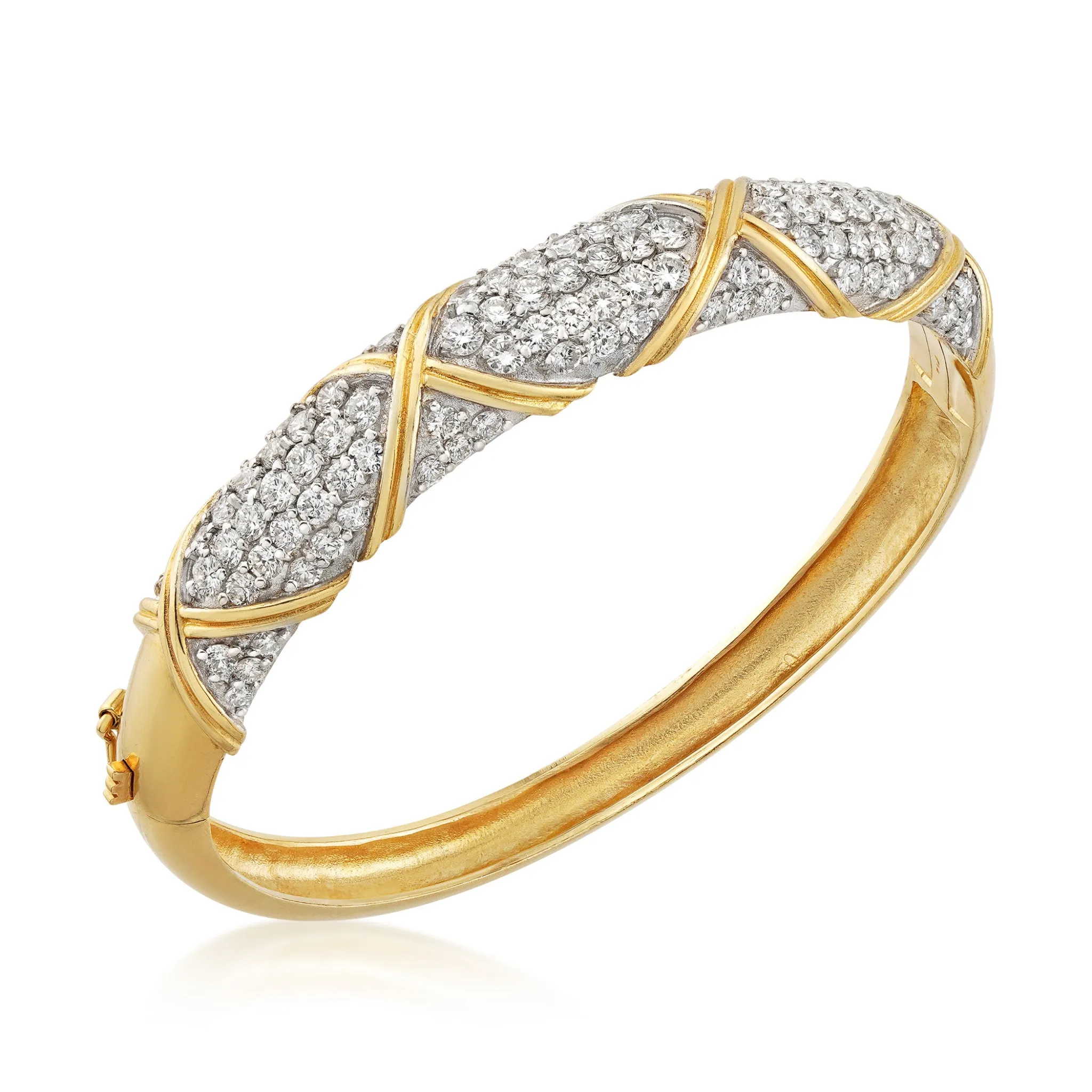 Post-1980s 14KT White & Yellow Gold Diamond Bracelet