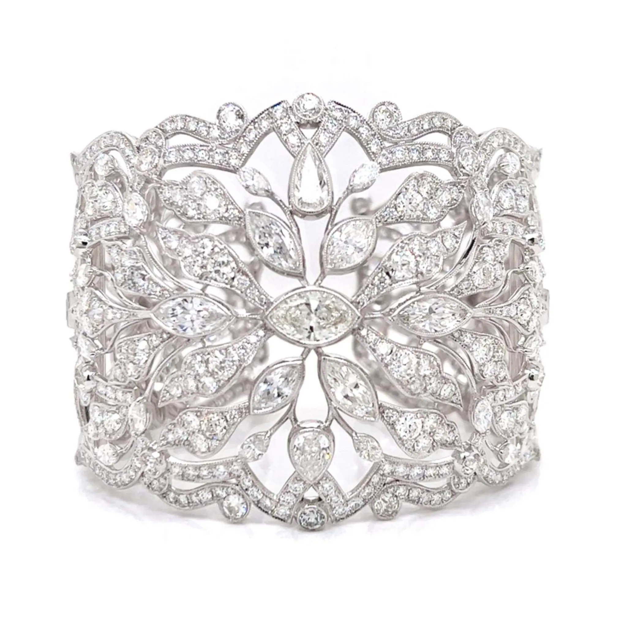 Post-1980s Platinum Diamond Bracelet