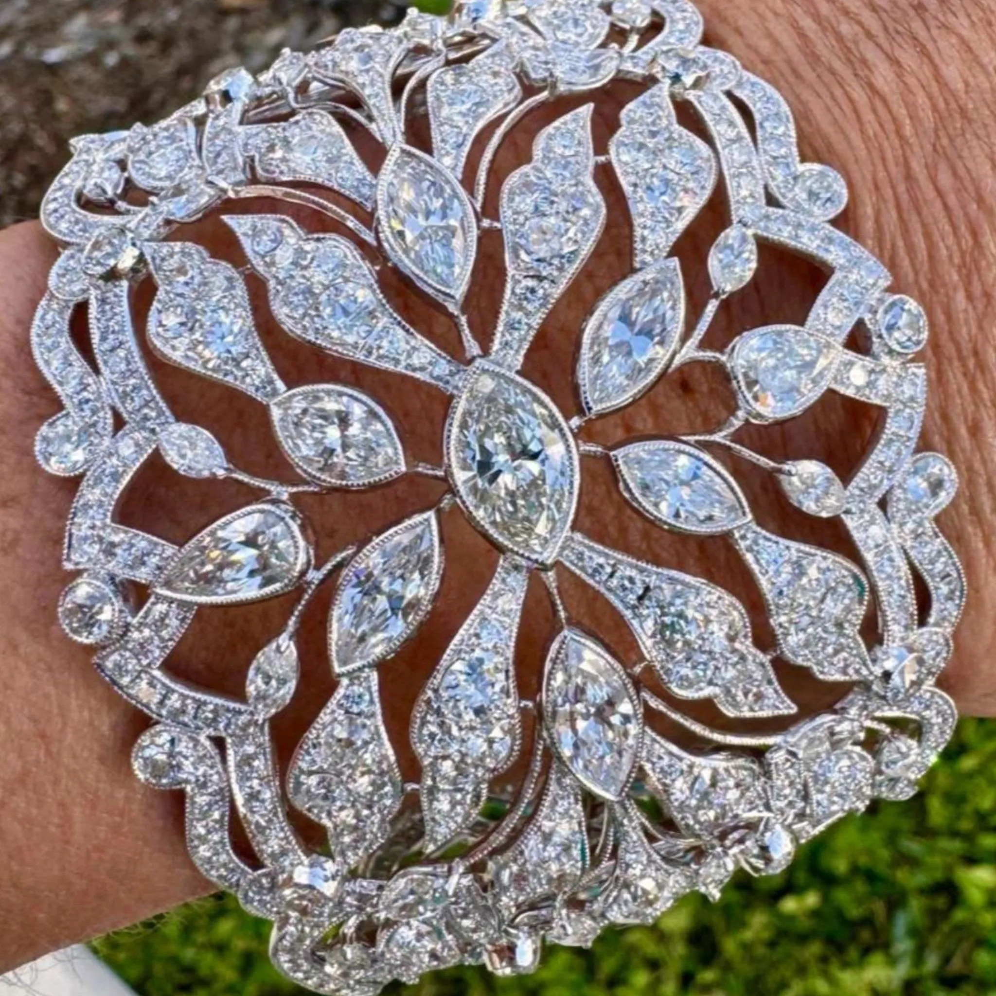 Post-1980s Platinum Diamond Bracelet
