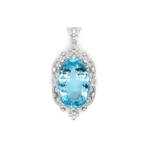 Prashnik Post-1980s 18KT White Gold Aquamarine, Diamond Pendant