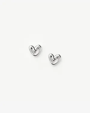 Puffy Heart Mini Stud Earrings | Sterling Silver