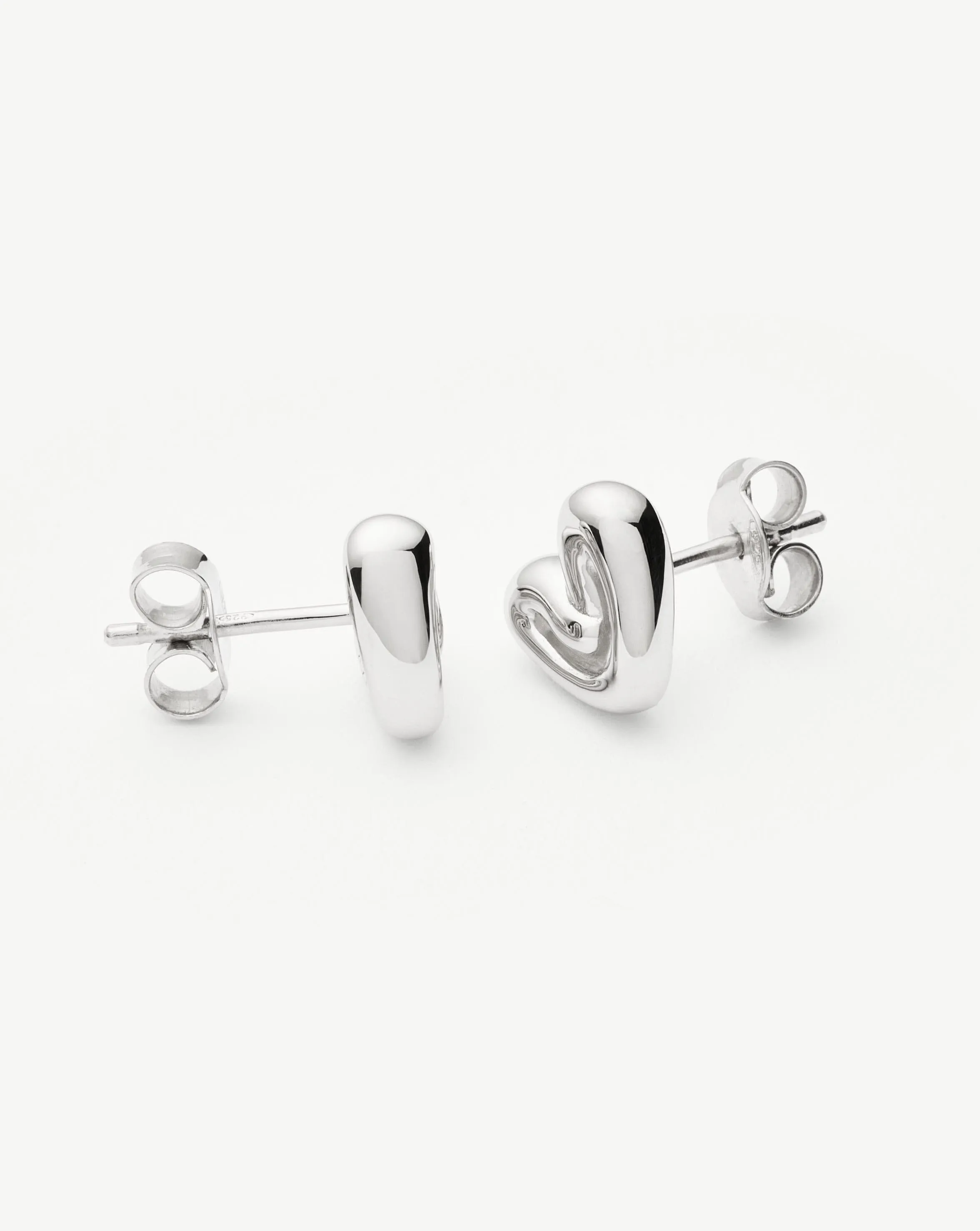 Puffy Heart Mini Stud Earrings | Sterling Silver