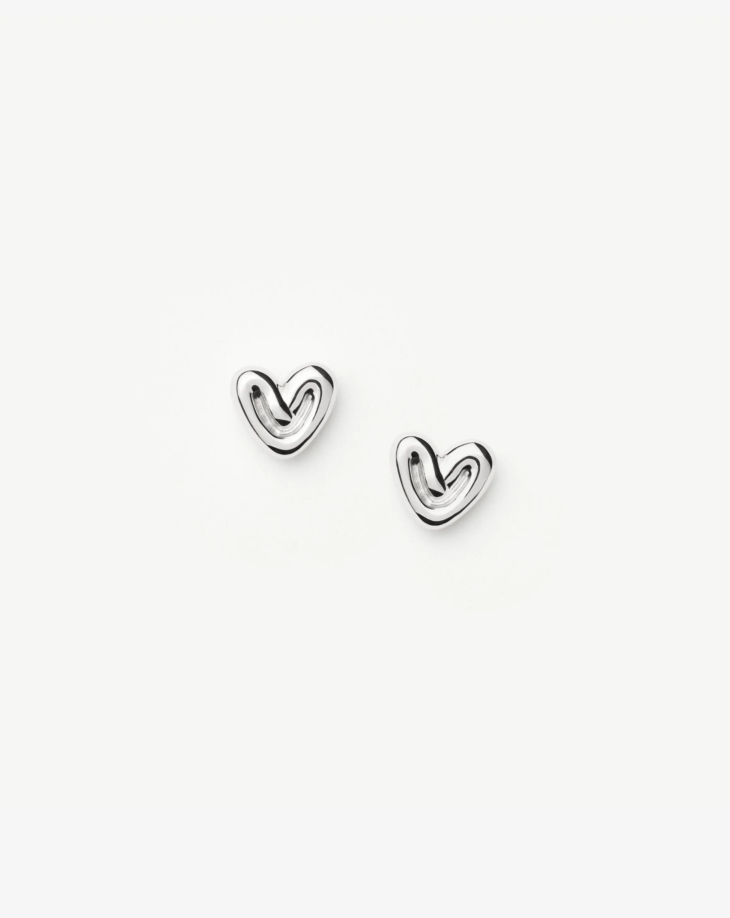 Puffy Heart Mini Stud Earrings | Sterling Silver