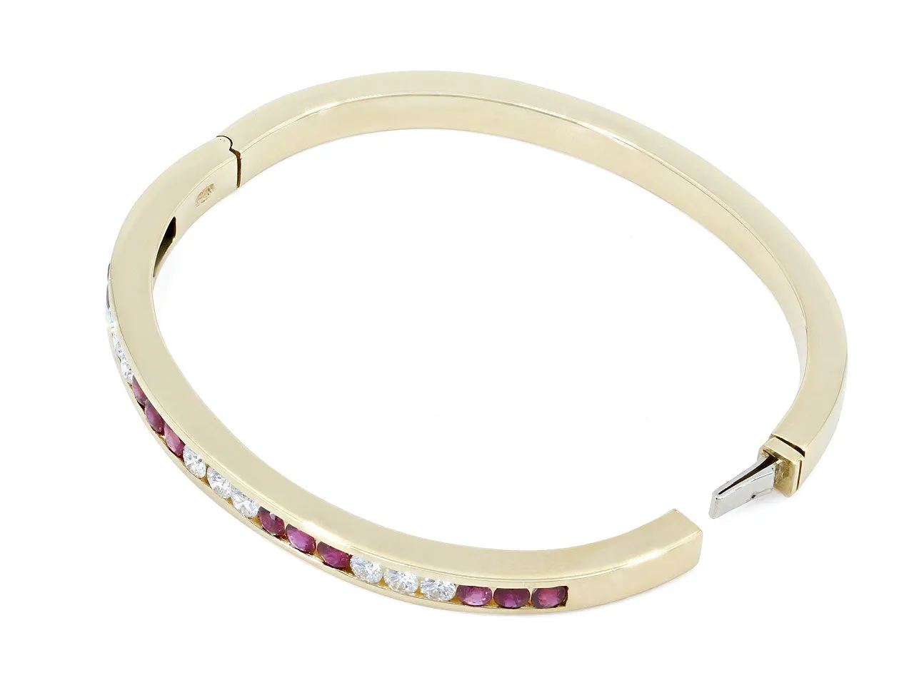 Ruby and Diamond Bangle Bracelet in 18K Gold