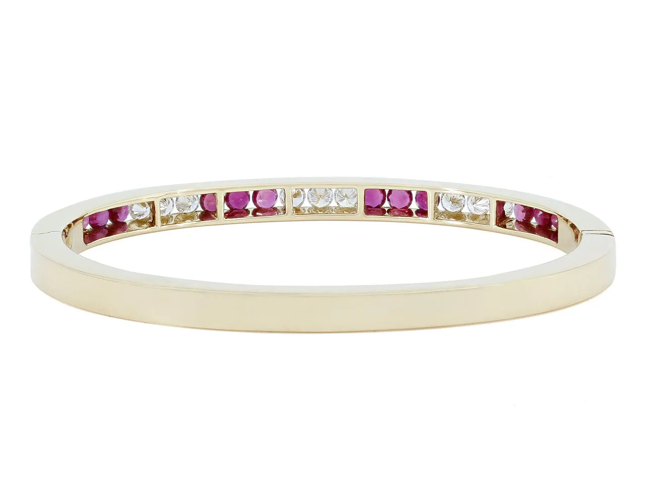 Ruby and Diamond Bangle Bracelet in 18K Gold