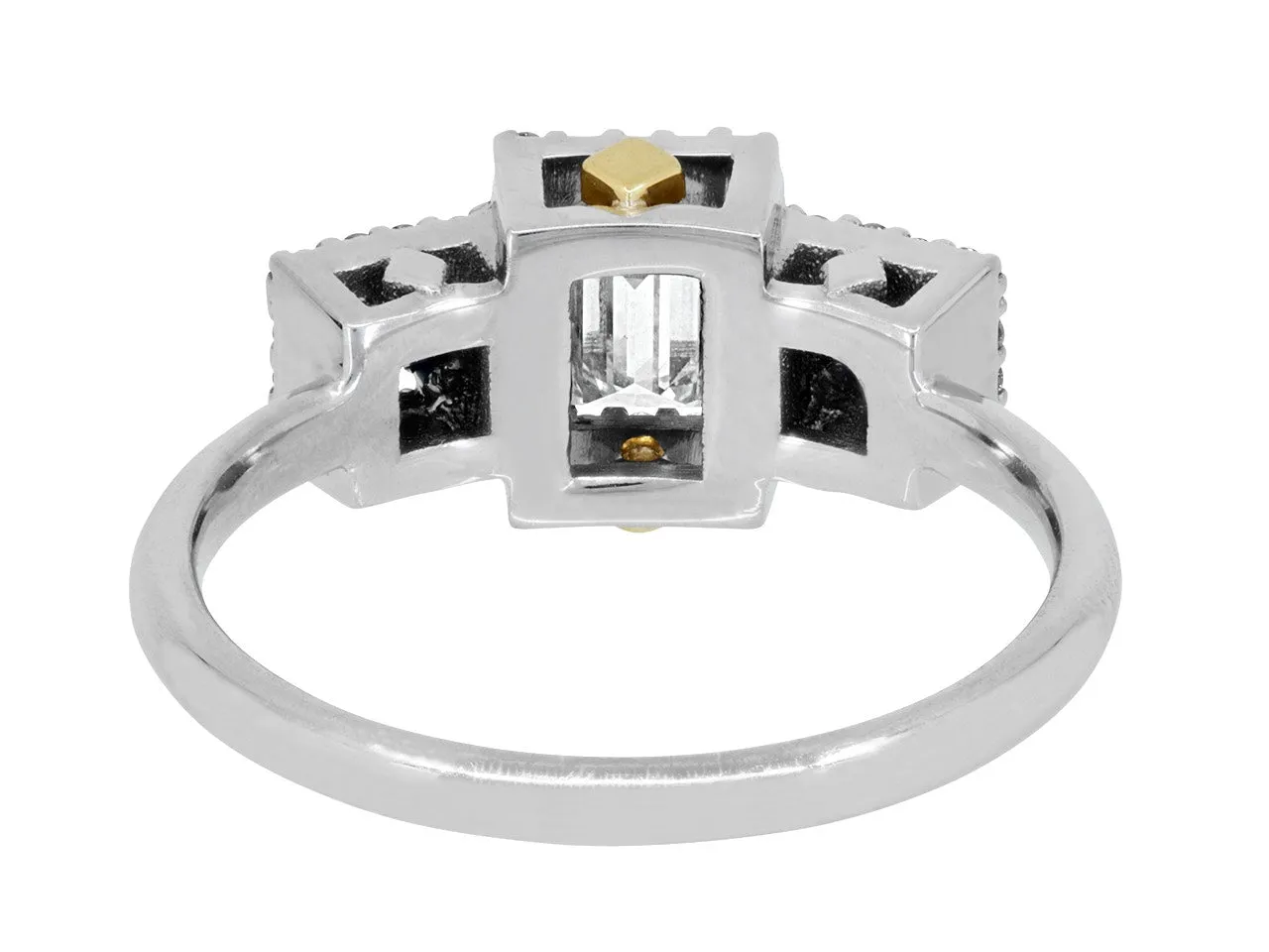 Step-cut Diamond and Sapphire Ring in 18K, designed by Rhonda Faber Green
