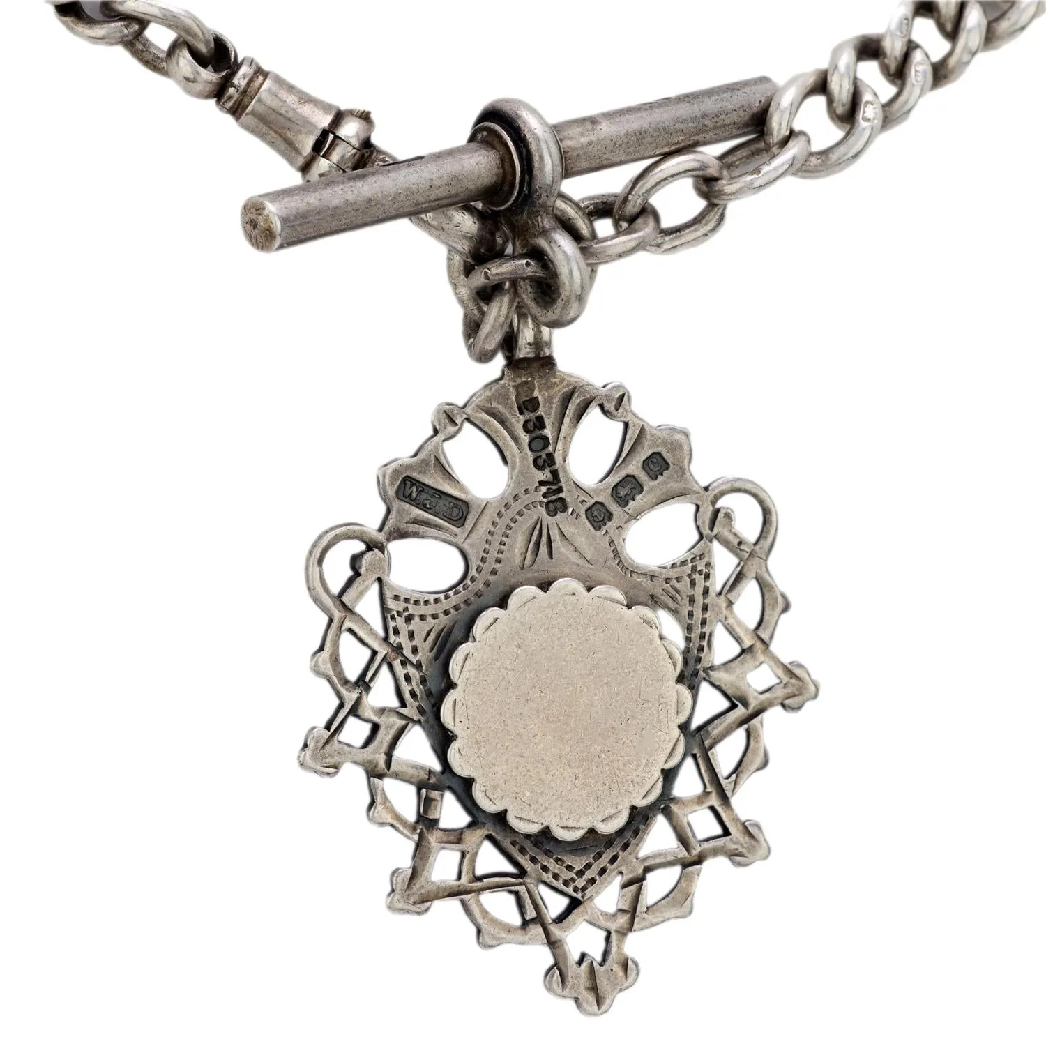 Victorian English 9k/Sterling Silver Medallion Pendant Necklace
