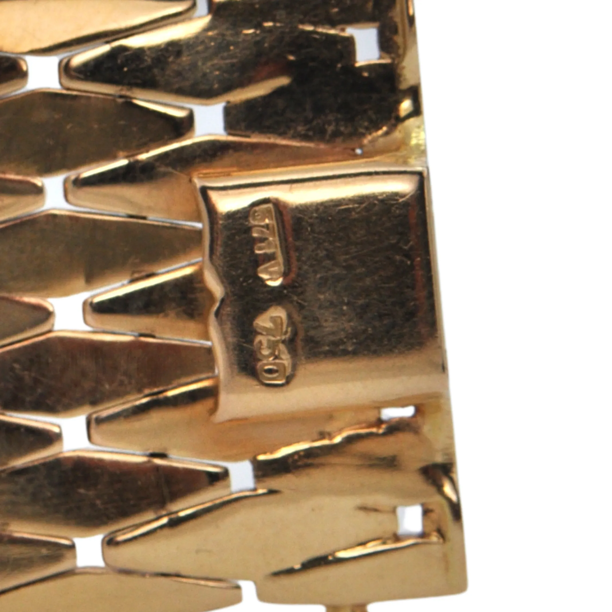 Vintage Cuff Italian 18k Rose Gold Lozenge-Shaped Link Cuff Bracelet