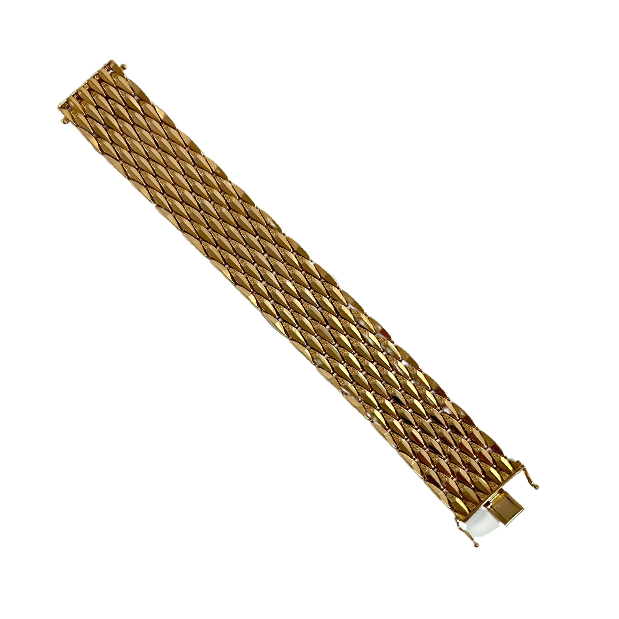 Vintage Cuff Italian 18k Rose Gold Lozenge-Shaped Link Cuff Bracelet