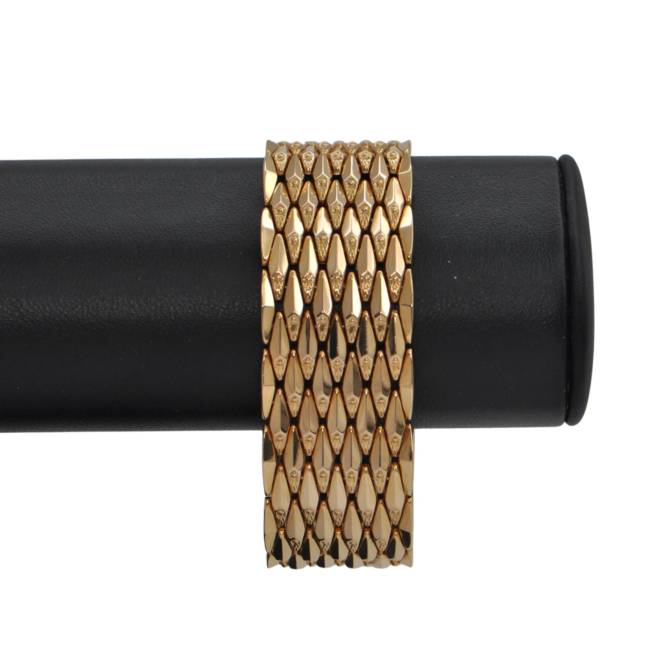 Vintage Cuff Italian 18k Rose Gold Lozenge-Shaped Link Cuff Bracelet